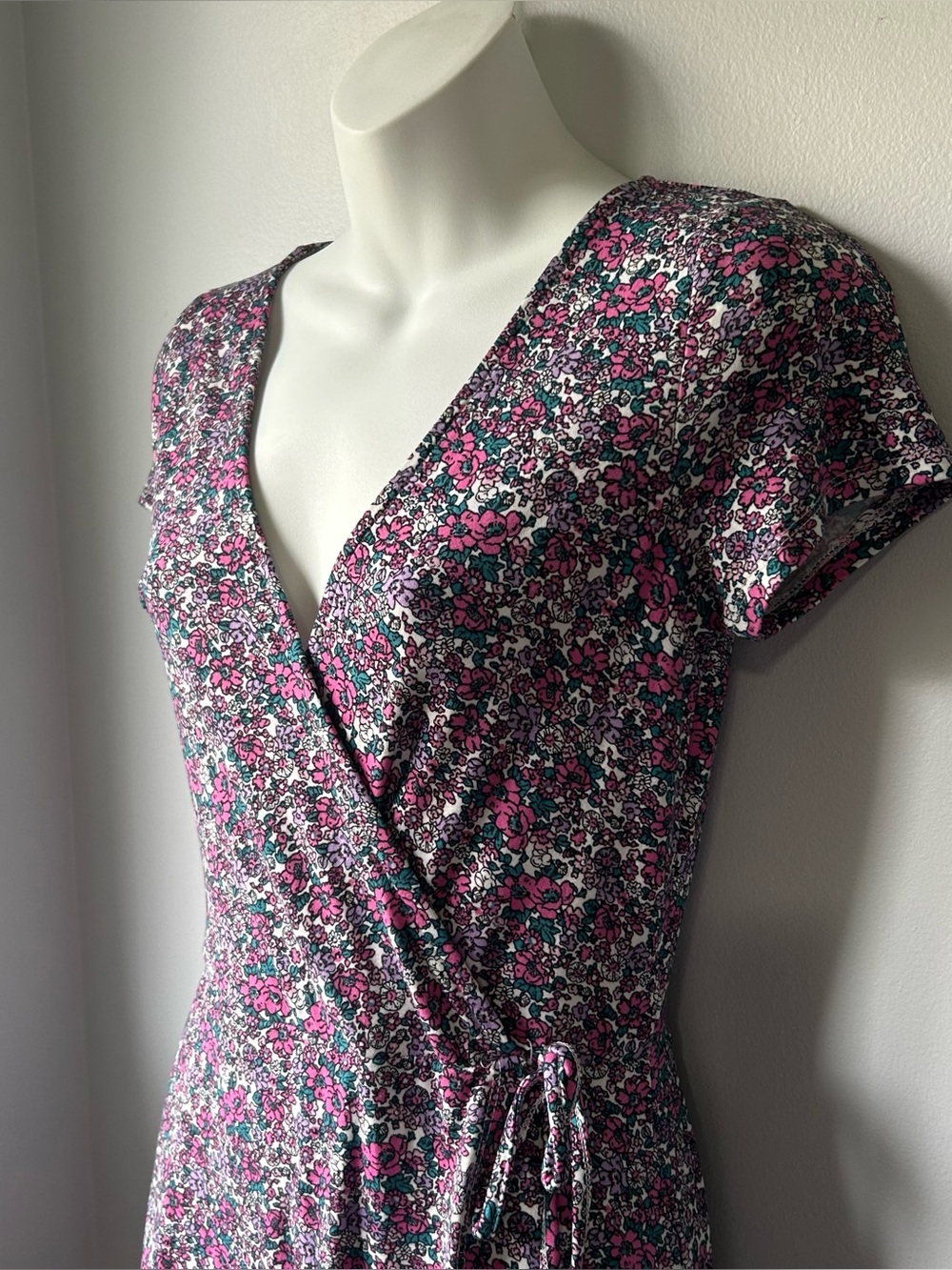 Pink Floral Mock Wrap Maxi Dress Women’s Size M - Picture 3 of 10